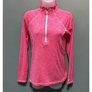 Under Armour Women's Semi Fitted Pink HeatGear Long Sleeve 1/2 Zip Pullover Sz S